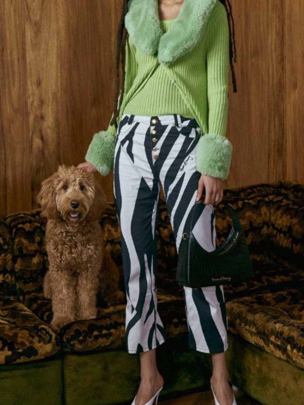 House Of Sunny Rewa Zebra straight Crop Jeans